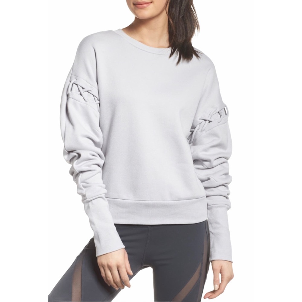 ALO Yoga Hook Up Dove Grey Sweater Sweatshirt